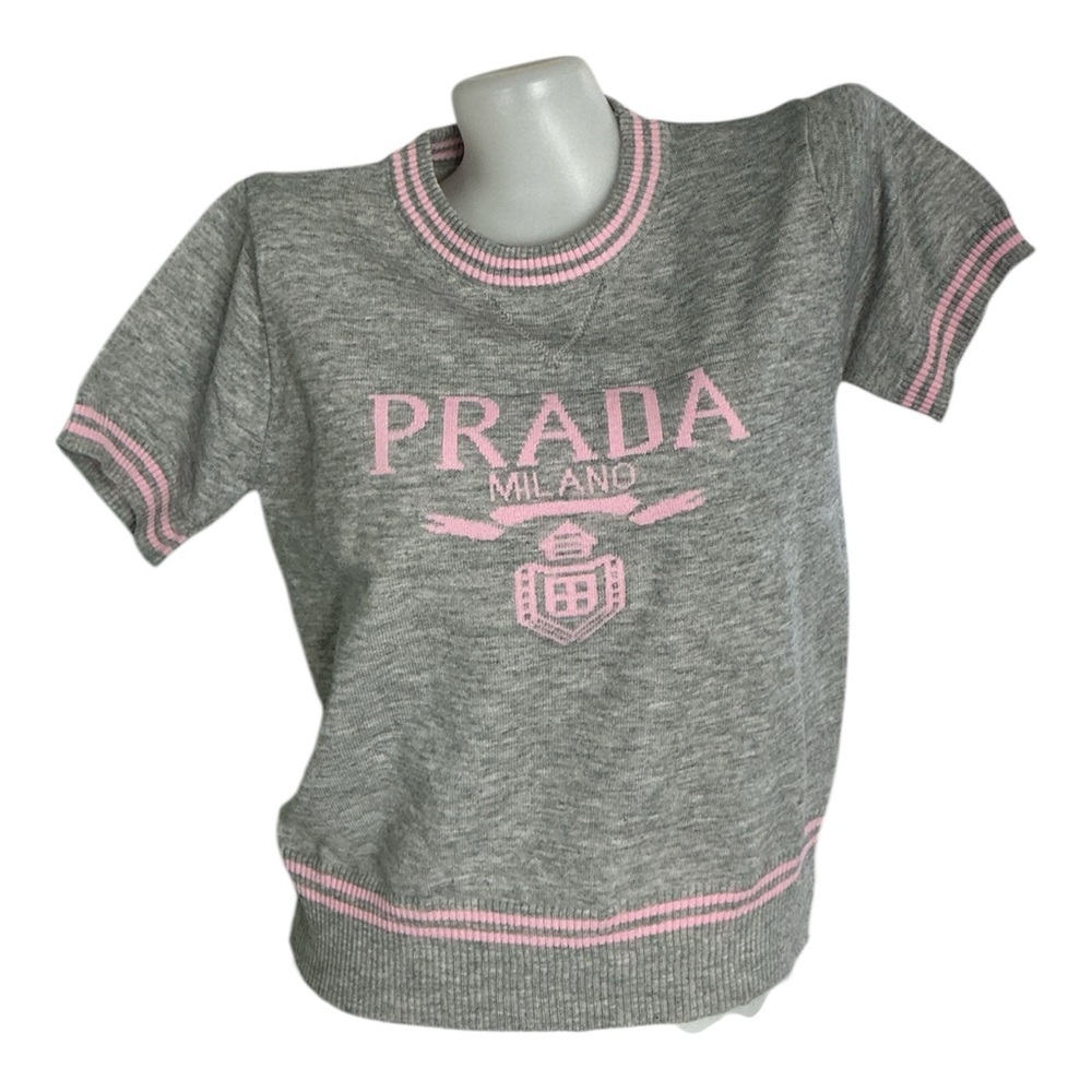 Prada Gray Top with Pink Details